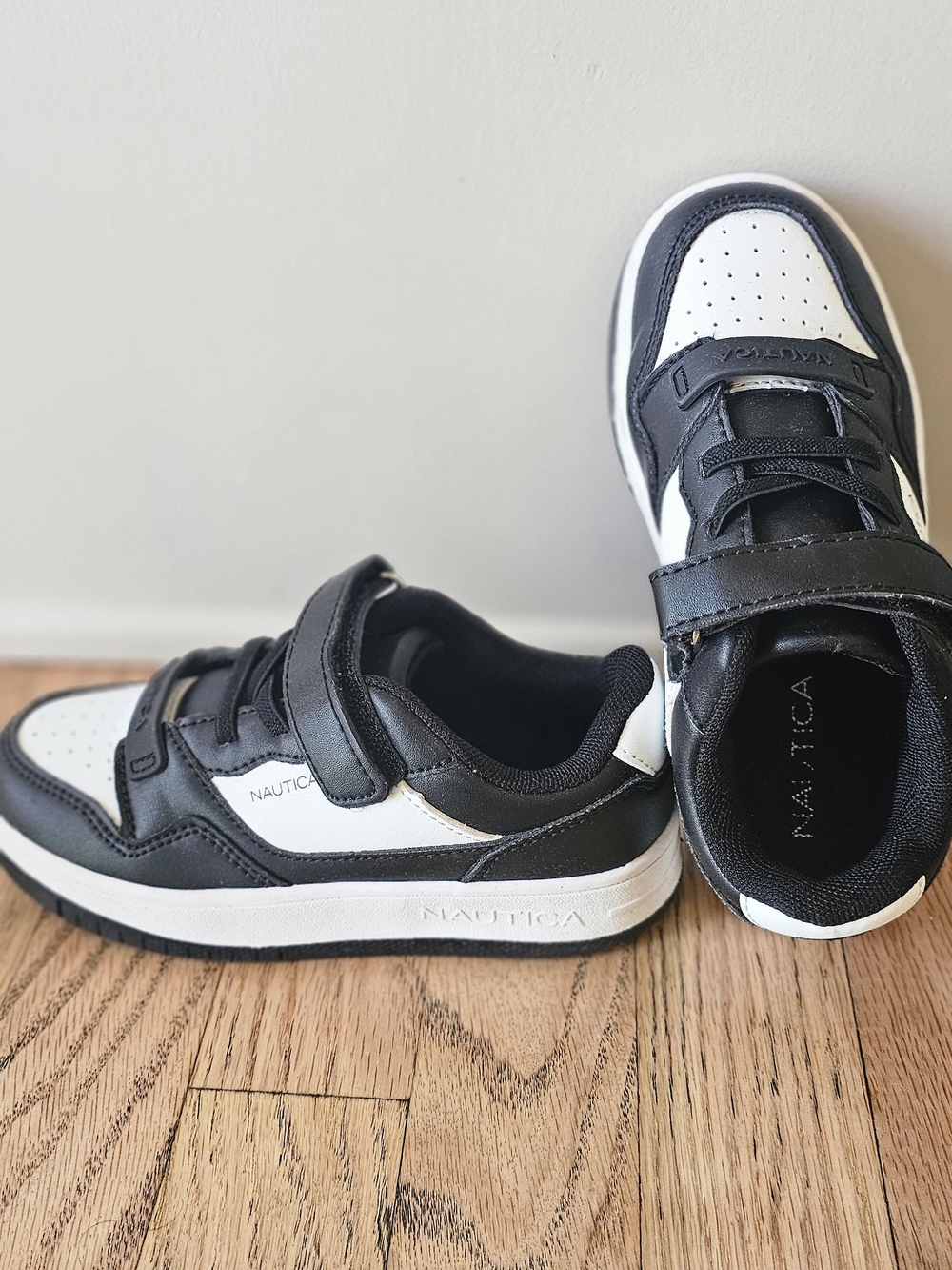 Nautica Kids’s Black and White Boat Shoes